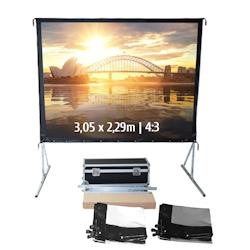 KIMEX Ecran de projection valise 3,05 x 2,29m - Format 4:3 - Toile Avant + Toile Arrière - 3700685407992_0