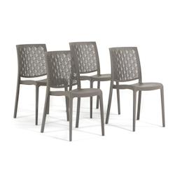 RATTATAN Set 4 Chaises en polypropylène avec fibre de verre empilables pour extérieur et jardin, bar et restaurant, cuisine  moderne - ASTRID - Tour_0