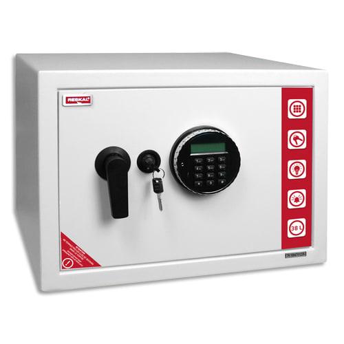 Reskal coffre de sécurité se3 premium 38,5 litres blanc, serrure électronique - dim : l43 x h31 x p35 cm_0