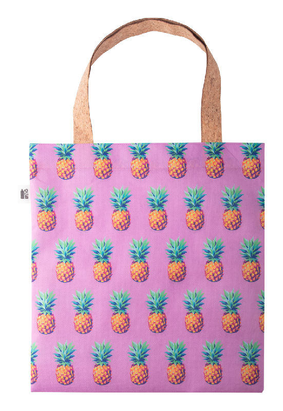 Sac shopping personnalisé - polyester RPET 600D - anse en liège naturel - impression sublimation - labélisé RPET_0