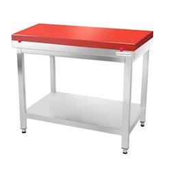 Table de boucher avec plaque de découpe rouge - 1000 x 700 mm / GOLDINOX - rouge inox 3701770819065_0