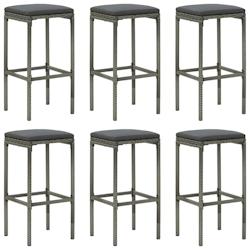 VidaXL Tabourets De Bar Avec Coussins Lot De 6 Gris Résine Tressée - gris 313450_0