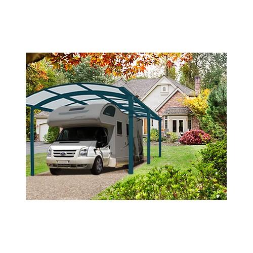 Abri camping-car aluminium Pluriel - 21m² - Toit polycarbonate noir fumé anti-UV - Résistant vent 180 km/h et neige 20 cm_0