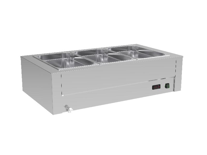 Bain-marie de table professionnel à eau 3xgn1/1 dimensions 1120x650x270 - BMMH-3GN_0