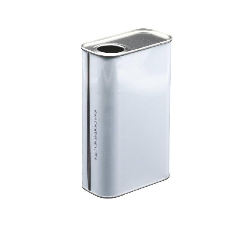 Bidon métal rectangulaire 1L perçage 32mm, blanc extérieur/nu intérieur - Réf : BID85MA015_0