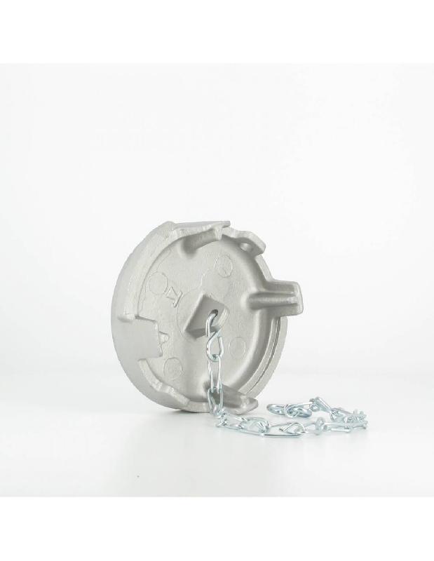 Bouchon sans verrou en aluminium avec chaînette Ø 100 mm - Pour demi-raccord symétrique_0