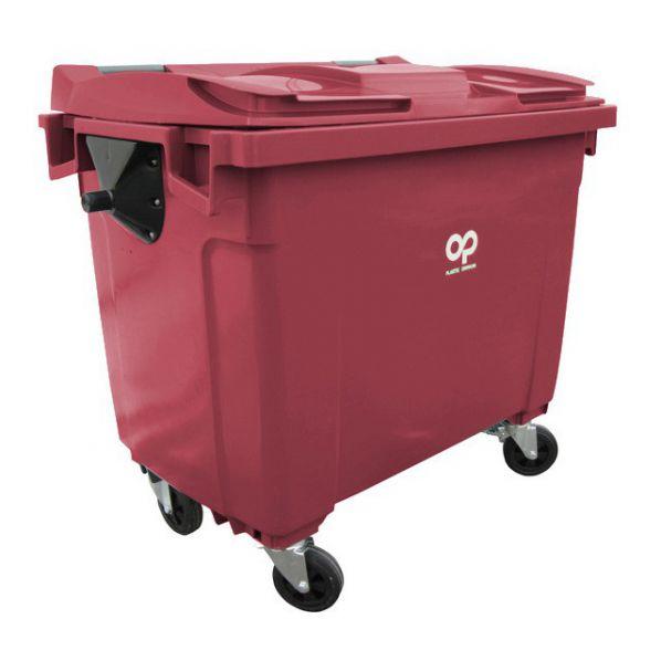 Conteneur poubelle 660 litres - Rouge RAL 3000 - Marque Rolléco - Grande capacité pour tri sélectif_0