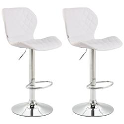 Décoshop26 - Lot de 2 tabourets de bar avec coutures décoratives en forme de losanges en PVC blanc et métal chromé 10_0004102 - blanc 3000251928921_0