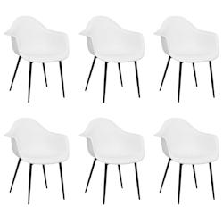 Décoshop26 - Set de 6 chaises de salle à manger dossier incurvé en PP blanc et métal DEC025667 - blanc 3000255378241_0