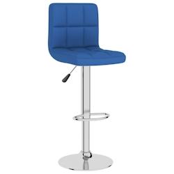 Décoshop26 - Tabouret de bar x1 chaise haute avec dossier en tissu bleu et acier DEC029455 - bleu 3000257383670_0