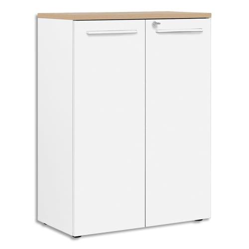 Gautier office rangement mi-hauteur 2 portes yes façade blanche dessus chêne - dim : l80 x h109 x p42 cm_0