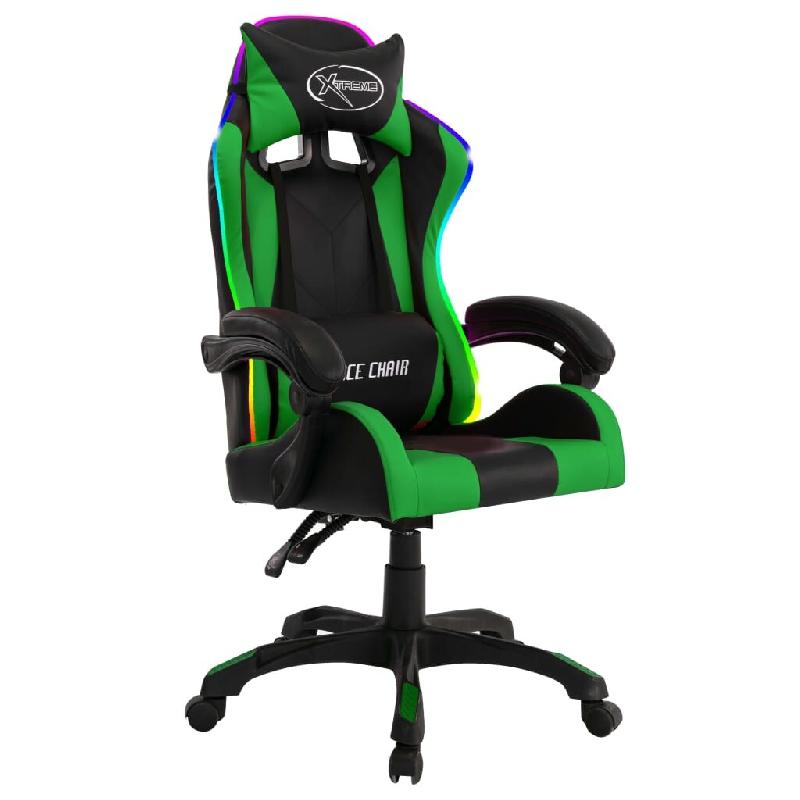 Helloshop26 - Chaise fauteuil siège pivotante de bureau informatique étude de jeux vidéo avec LED RVB et similicuir multicolore 02_0024215 - polyes_0