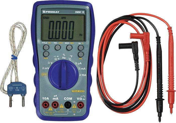 Multimètre DMM 10 - 0-600 V AC/DC True RMS Température - PROMAT_0