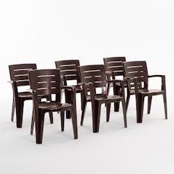RATTATAN Set de 6 chaises monobloc en polypropylène avec fibre de verre, effet bois, empilables pour extérieur et jardin, bar et restaurant - Anita_0