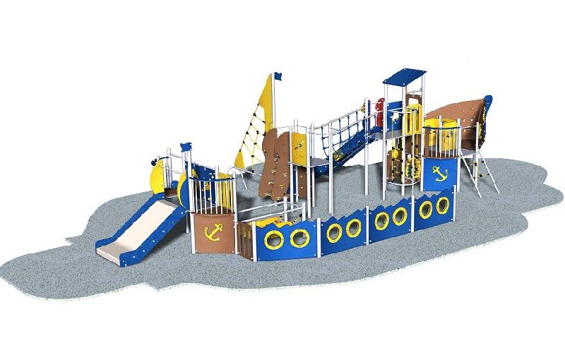Structure pour aire de jeux en inox - 4 tours et étrave - Gamme Cargo - Réf: bi5b_0