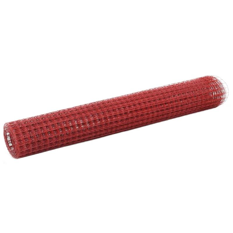 Vidaxl grillage acier avec revêtement en pvc 10x1 m rouge 143659_0