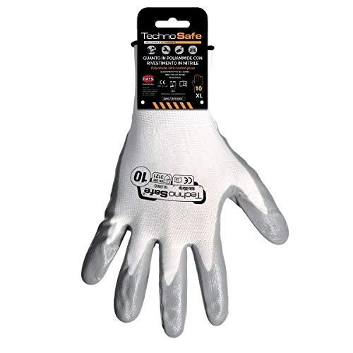 TECHNOSAFE GNG1301WG09 - Gants de protection en nitrile avec serrage blanc/gris_0