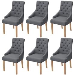 Décoshop26 - Lot de 6 chaises de salle à manger cuisine dossier capitonné en tissu gris foncé CDS022455 - gris 3000027391539_0