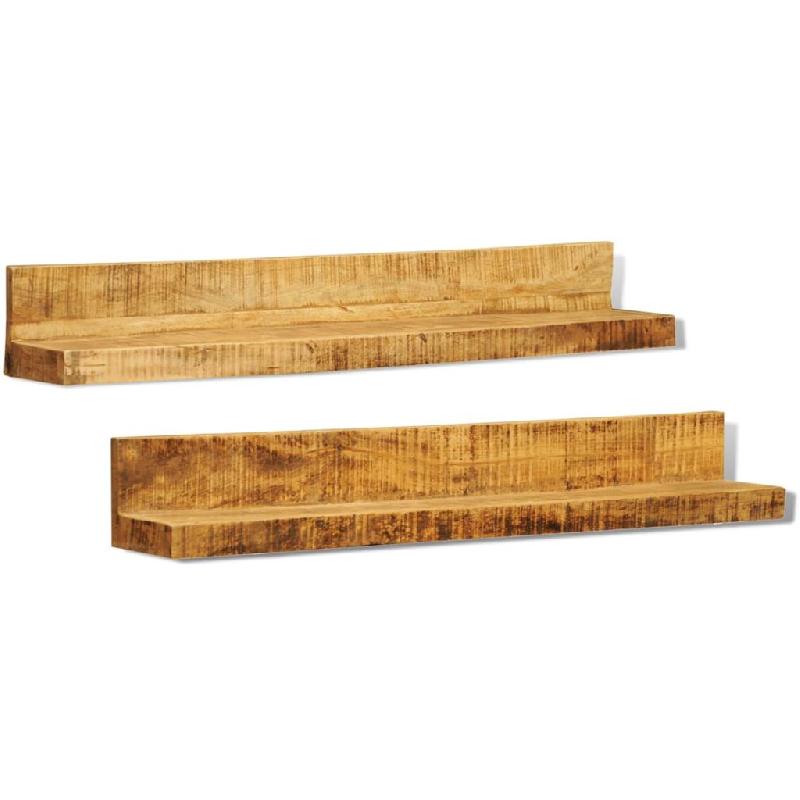 Étagère murale design en bois massif - Lot de 2 - Dimensions 110x16x16 cm - Capacité 20 kg - Réf. 2702085/2_0
