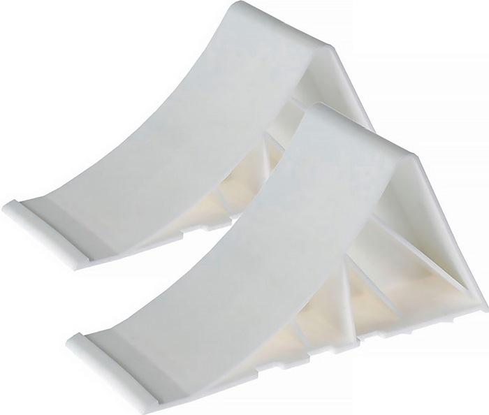 Jeu de cales de roue en plastique dur - L350 x l140 x H90 mm - 0,48 kg - Blanc - HP AUTOZUBEHÀ-R_0