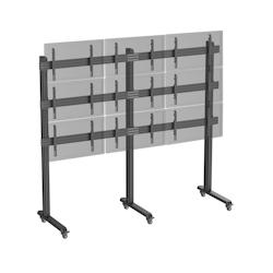 KIMEX Support TV sur pieds - mur d'images 9 écrans 45''-50'' à roulettes noir - noir 3700685426221_0