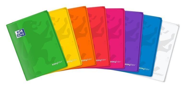 Oxford Lot de 10 Cahier EasyBook piqué A4, 96p./48 feuilles 90g/m², quadrillé 5x5 + marge, coloris assortis (8) - 3020120120072_0
