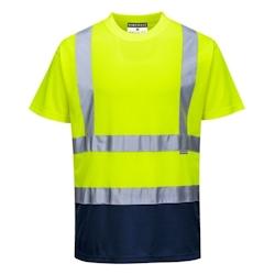 Portwest - Tee-shirt manches courtes bicolore HV Jaune / Bleu Marine Taille M - M polyester 5036108277285_0