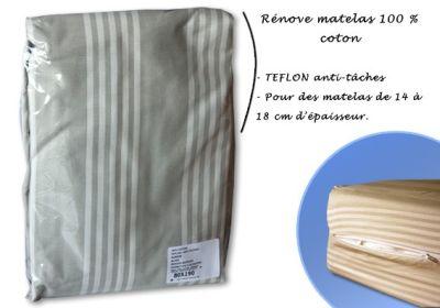 Protège rénove matelas en coton 140x190 - Fermeture à glissière - Réf. Renovmat140_0