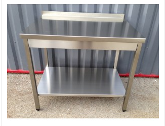 Table adossée inox avec étagère 1800x600x850/900mm_0