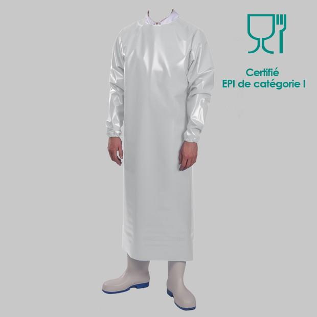 Tablier à manches CE polyuréthane 200 microns blanc ou bleu - TABPUBC-MN06/MLM_0