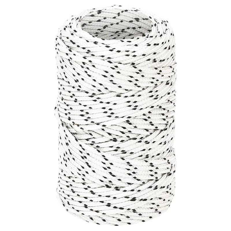 Vidaxl corde de bateau tressé blanc 2 mmx50 m polyester 152742_0