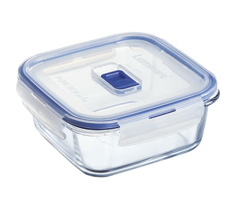 BOÎTE AVEC COUVERCLE CARRÉ TRANSPARENT VERRE 15,9 CM PURE BOX ACTIVE LUMINARC