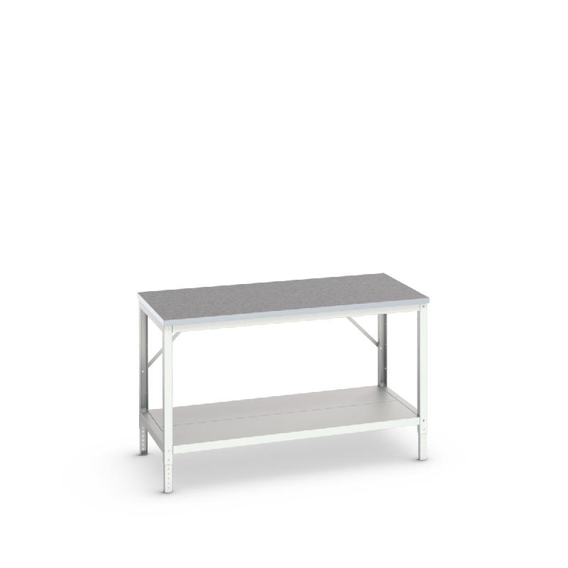 16922023.16 - Établi Verso avec ossature et tablette, plateau lino, hauteur réglable, 1500x800x780-930 mm - RAL 7035_0