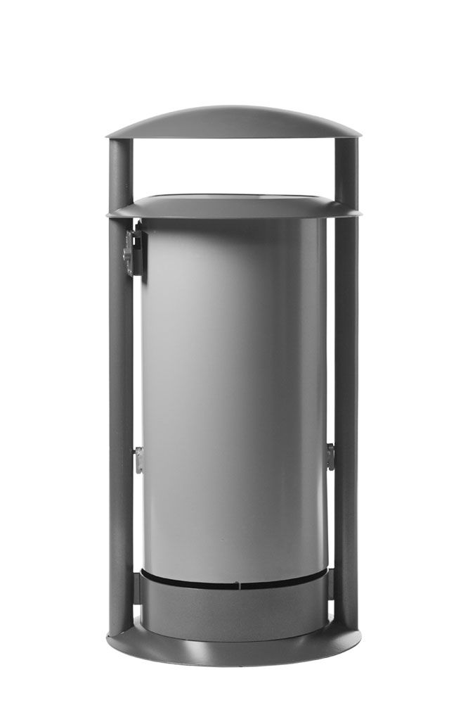 523.002 - Poubelle publique ABES - 50L, acier avec support à deux tubes_0