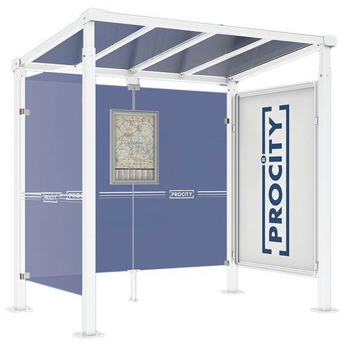 ABRI BUS MILAN 2.50 M 1 VITRINE 1 BARDAGE LATÉRAL BLANC 9010 - PROCITY