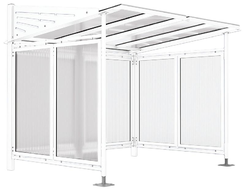 ABRI VÉLOS CONVIVIALE INITIAL AVEC BARDAGES - BLANC 9010 - MANUTAN COLLECTIVITÉS