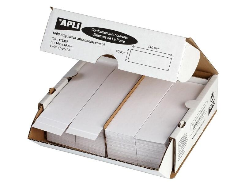Apli 1000 étiquettes d'affranchissement, 140 x 40 mm, 1 étiqu./ planche - 3270241154979_0