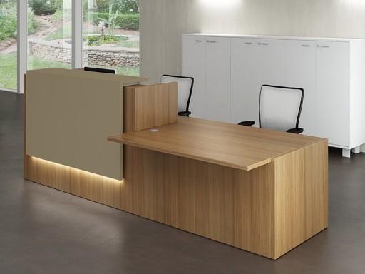 Banque d'accueil Z2 noyer avec accès bas - Officity - Beige, Droite, 286, Noyer Canaletto_1