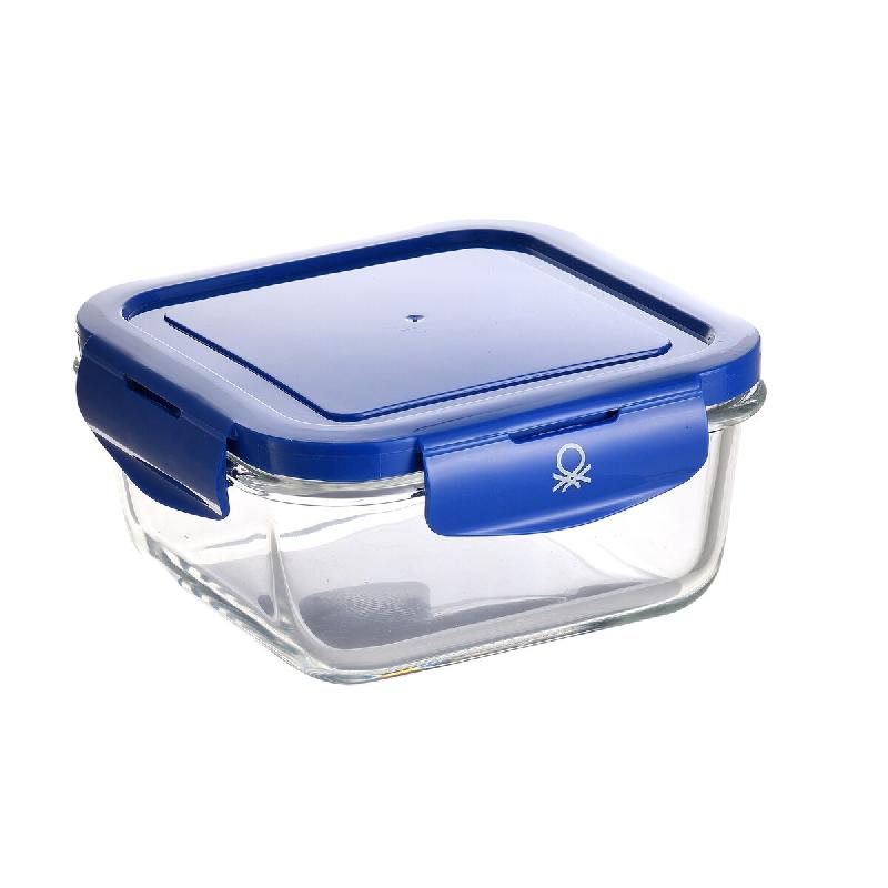 Benetton - Récipient hermétique carré 690 ml en verre borosilicate avec couvercle bleu Rainbow BE - bleu verre BE330_0