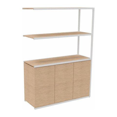 BIBLIOTHÈQUE LUMYA L 120 X P 41,5 X H 162 CM MODULE SUIVANT STRUCTURE MÉTAL BLANC 3 PORTES CHÊNE CLAIR