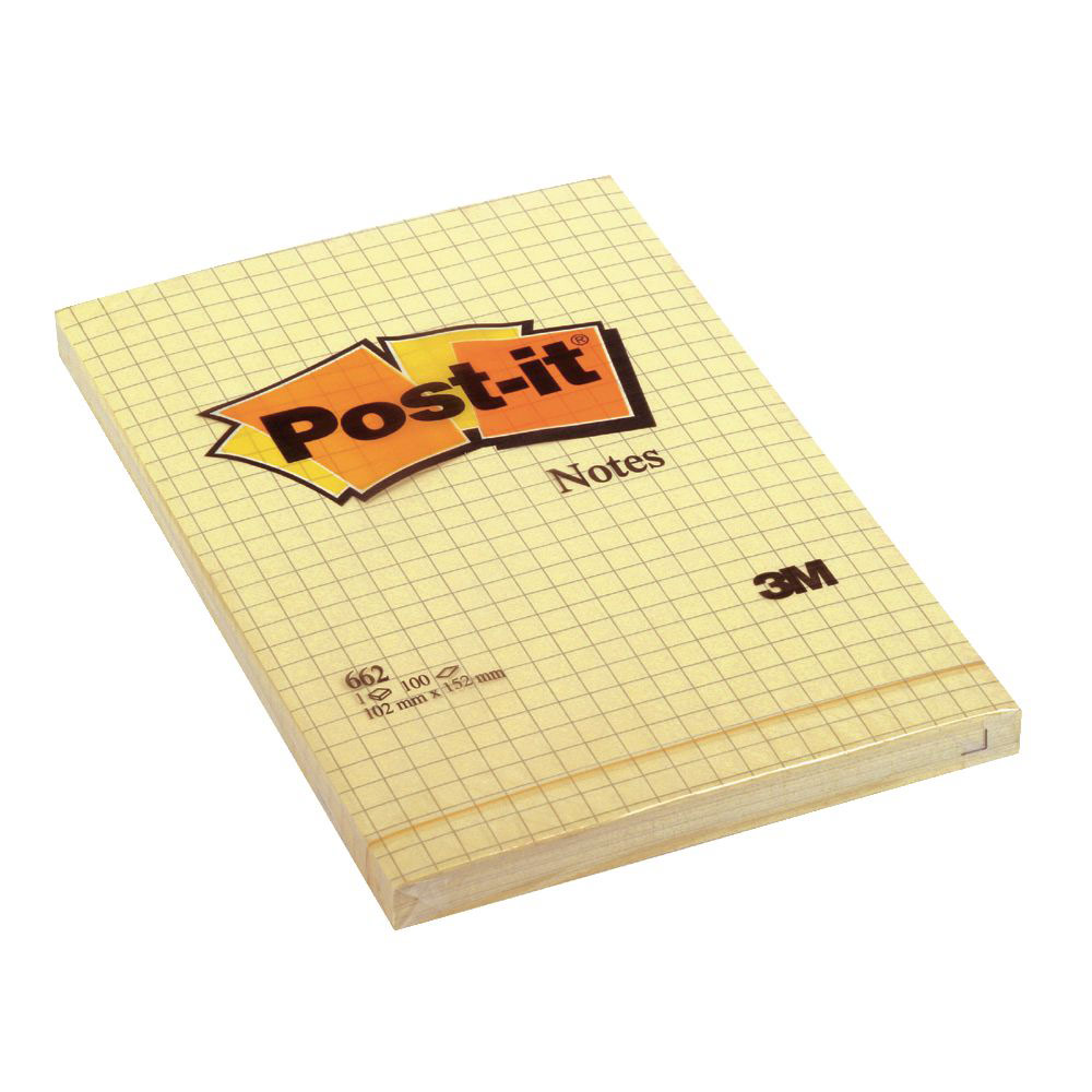BLOC DE 100 NOTES REPOSITIONNABLES POST-IT - RECTANGLE JAUNE - 102 X 152 MM - 6X100 FEUILLES