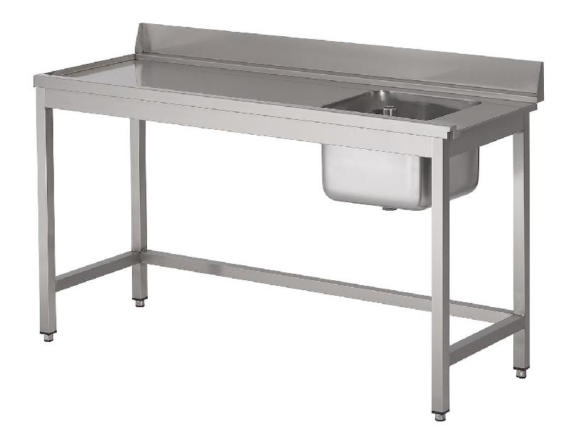 Plonge inox professionnelle 1 bac à droite - Dimensions 1400x700x850 - Réf 7812.0615_0