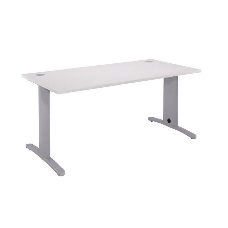 BUREAU DROIT IMEDIA - L. 80 X P. 80 CM - PLATEAU 'BLANC' - PIEDS 'ANTHRACITE'.