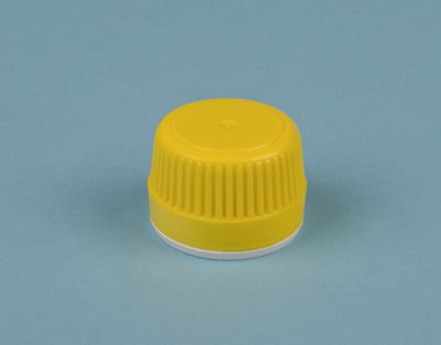 CGL015 - Bouchon à vis PE jaune à bague pour flacon DIN28 - Auxilab_0