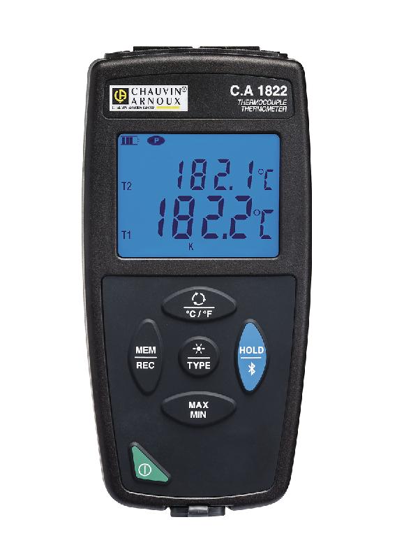 CHAUVIN ARNOUX - CA 1822 - Thermomètre numérique portable 2 voies pour thermocouple type K/J/T/E/N/R/S, mesure différentielle T2-T1_0
