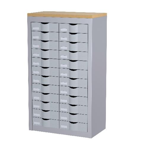 COMPTOIR DE CLASSEMENT 24 TIROIRS HAUTEUR 106,5 CM COLORIS ANTHRACITE - MANUTAN COLLECTIVITÉS