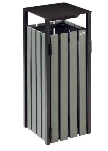 Corbeille publique Lizant 110L recyclée - RCLIZ110 - résistante et imputrescible_0