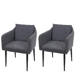 Décoshop26 - 2x chaises de salle à manger cuisine en tissu gris foncé pieds en métal design moderne 04_0000420 - gris 3000253768983_0