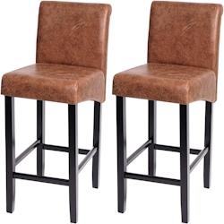 Décoshop26 - Lot de 2 tabourets de bar en synthétique aspect daim marron vieilli pieds foncé TDB04008 - marron 3000030893846_0