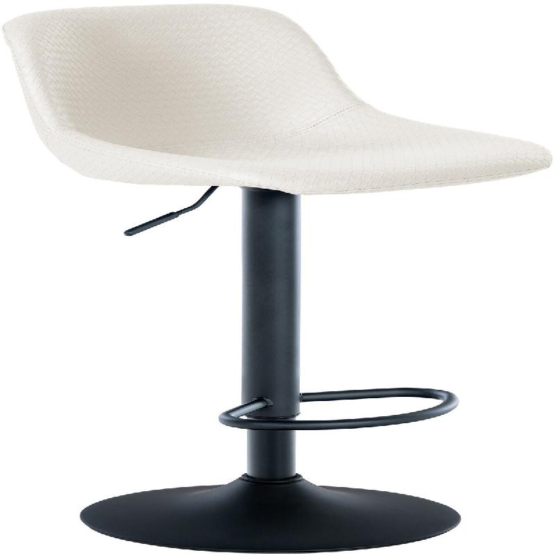Décoshop26 - Tabouret de bar x1 rotation à 360°en PVC crème pieds en trompette métal noir 10_0006382 - beige métal 3000265539144_0